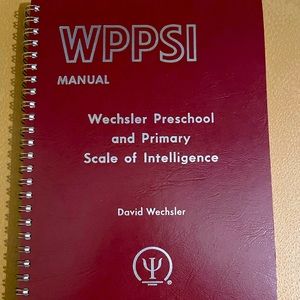 WPPI WECHSLER PRESCHOOL and PRIMARY SCALE of INTELLIGENCE 1963/1967 copyrighted